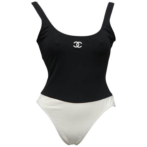 black and white chanel swimsuit|chanel bathing suit two piece.